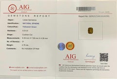 Pierre précieuse en sphène lustré certifiée AIG : Taille coussin jaune/vert, 2,76 carats