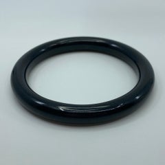 AIG Certified Natural Black Jade Bangle Bracelet 53.5g