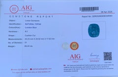 AIG Certified Natural London Blue Topaz Gemstone: 69.24 Carat Cushion Cut