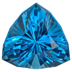 Gemma di Topazio Blu di Londra naturale certificata AIG: 79,70 carati taglio trilione