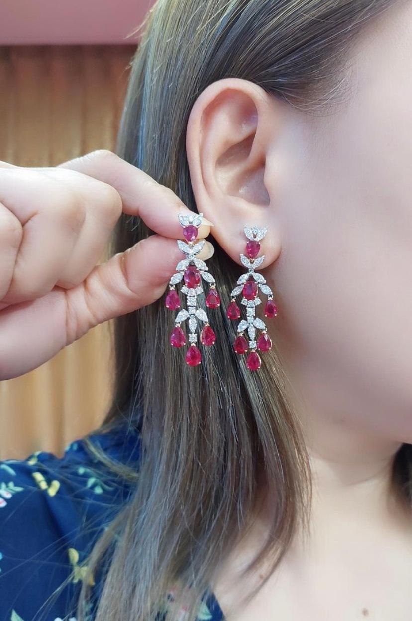 AIG certified of 10.33 ct  of Burma rubies and diamonds of 3.81 ct on earrings  1