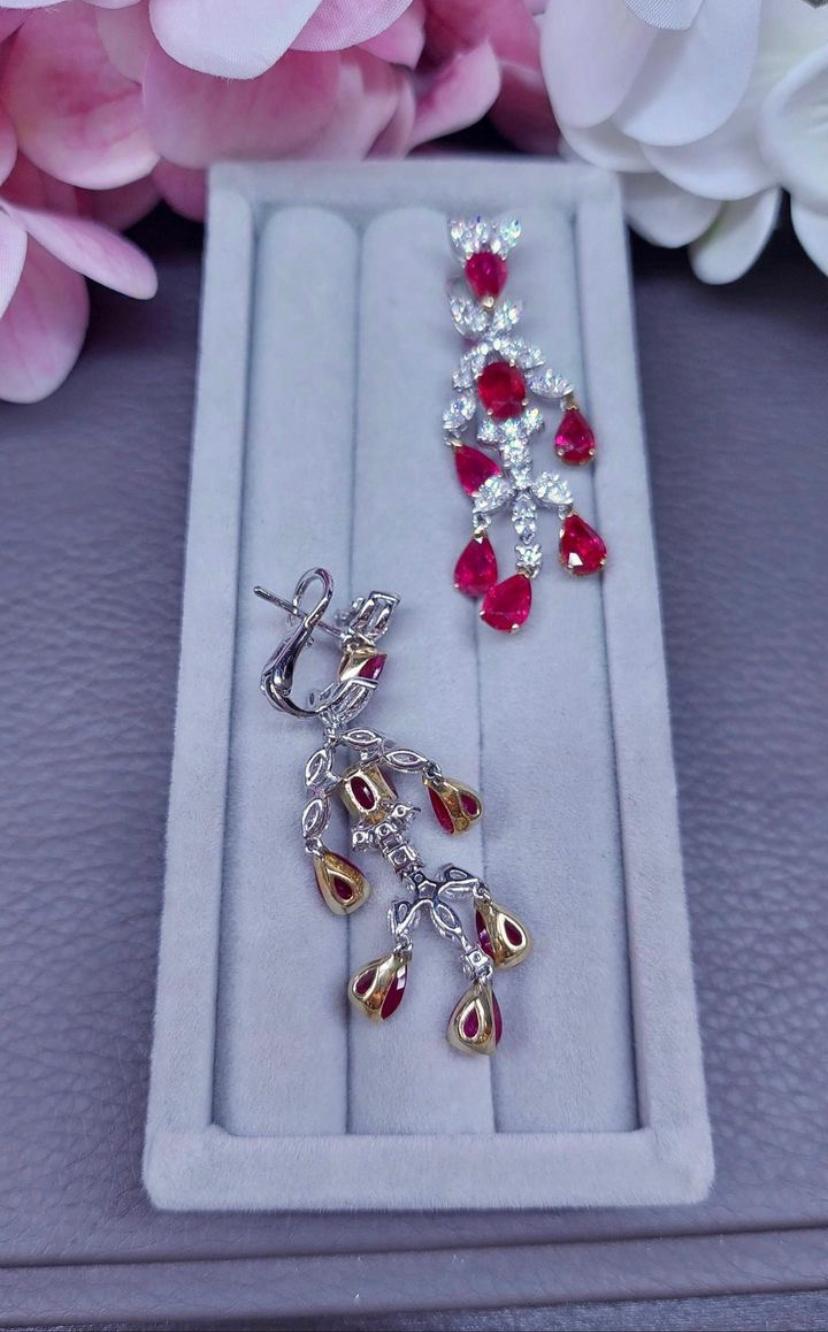 AIG certified of 10.33 ct  of Burma rubies and diamonds of 3.81 ct on earrings  2