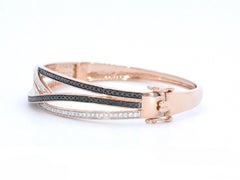 AIG Certified, Rose Gold Design Bracelet with White and Black Brilliant Diamond