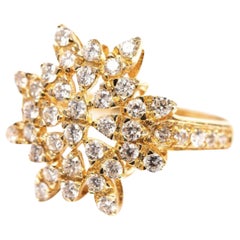AIG Certified Sun Shaped Diamonds Gold Cocktail Engagement Ring