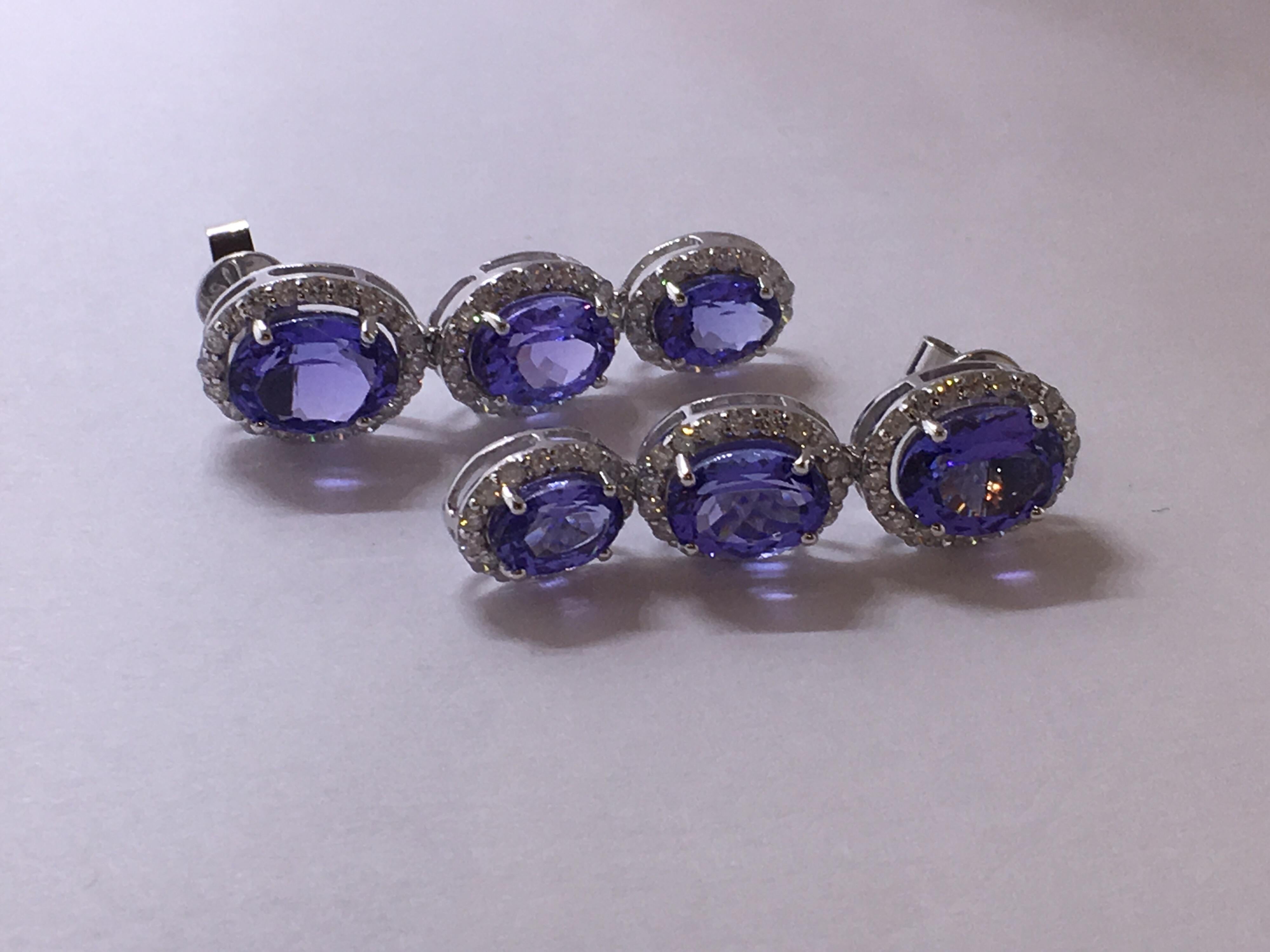 Art Deco AIG Certified Tanzanite Diamond Earrings