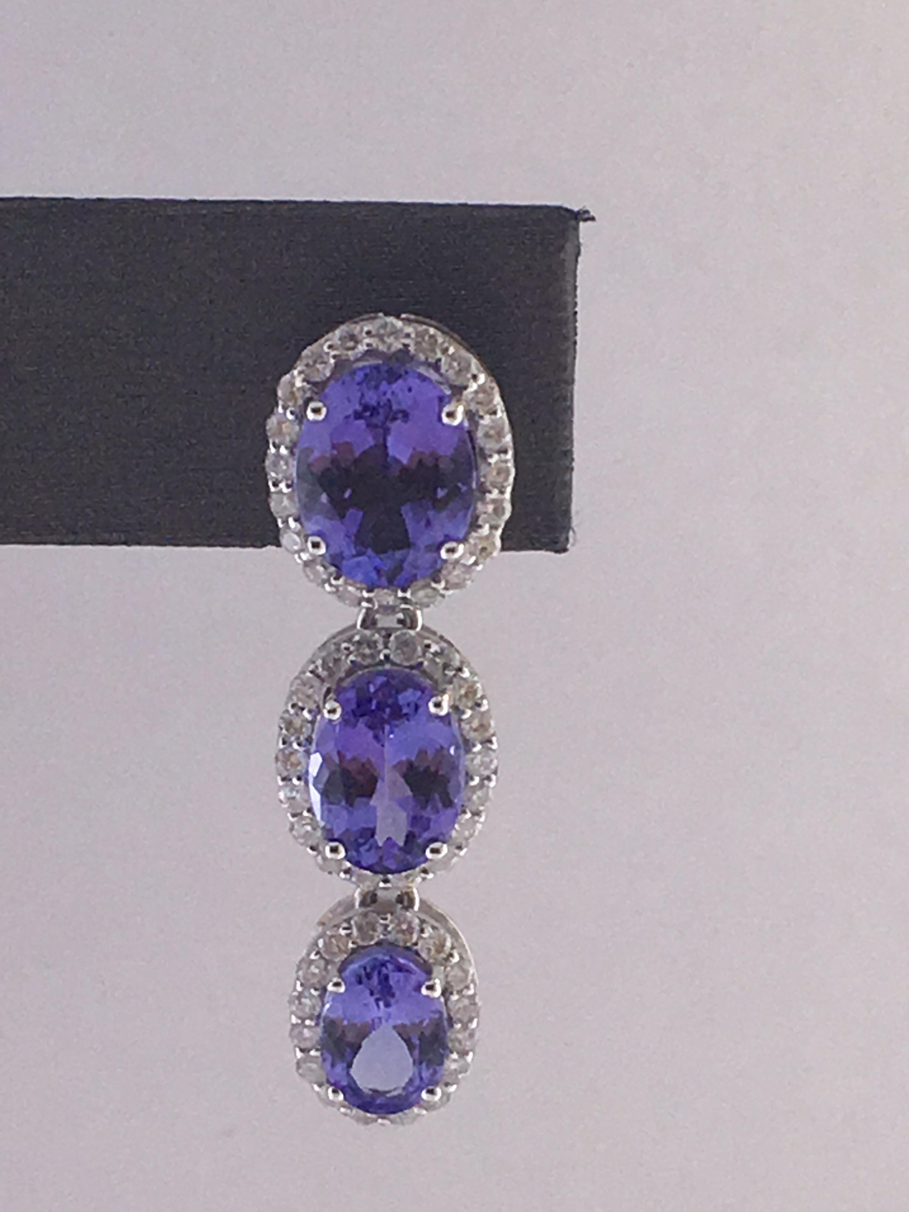 AIG Certified Tanzanite Diamond Earrings In New Condition In Trumbull, CT