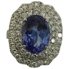AIG Certified Tanzanite Diamond Ring Set in 14 Karat
