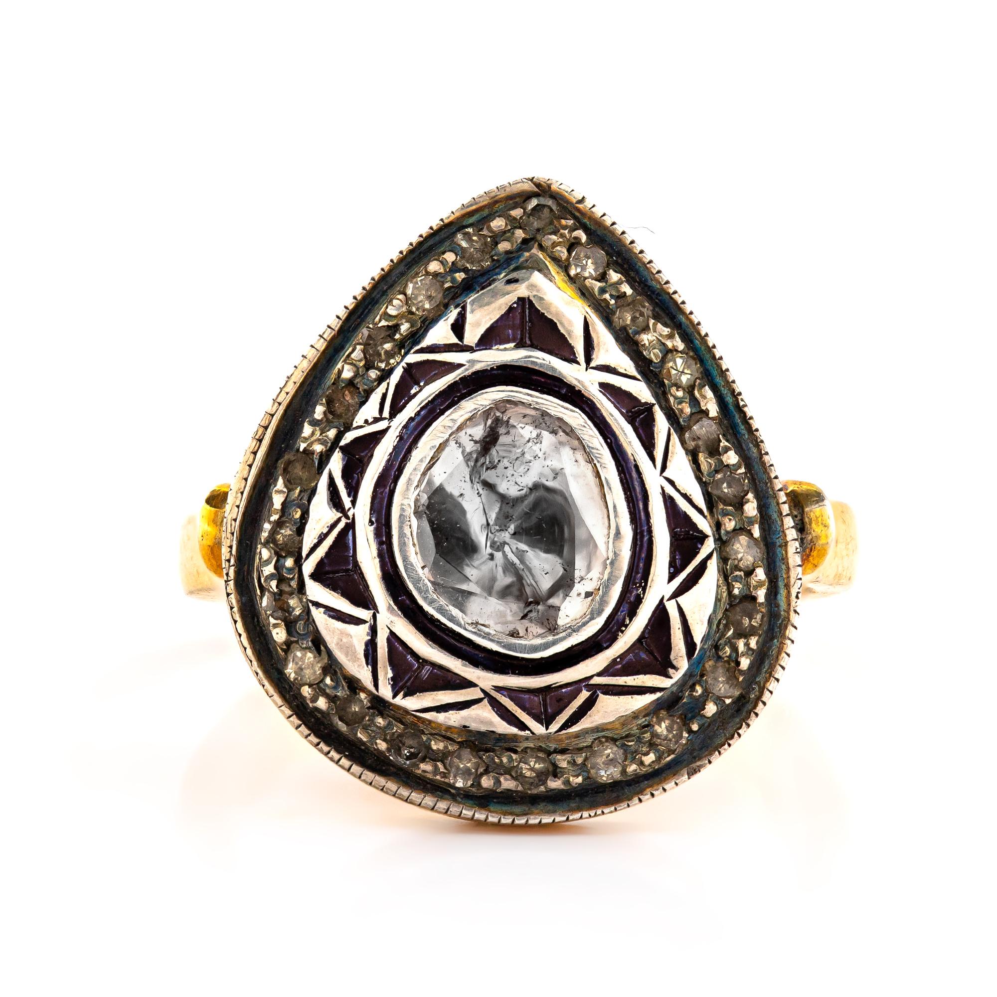 Mixed Cut AIG Certified Vintage 1.24tcw Diamond Ring For Sale