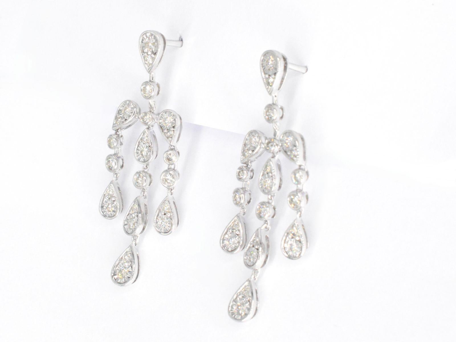 Brilliant Cut AIG Certified, White Golden Earrings in Special Design with Diamonds For Sale