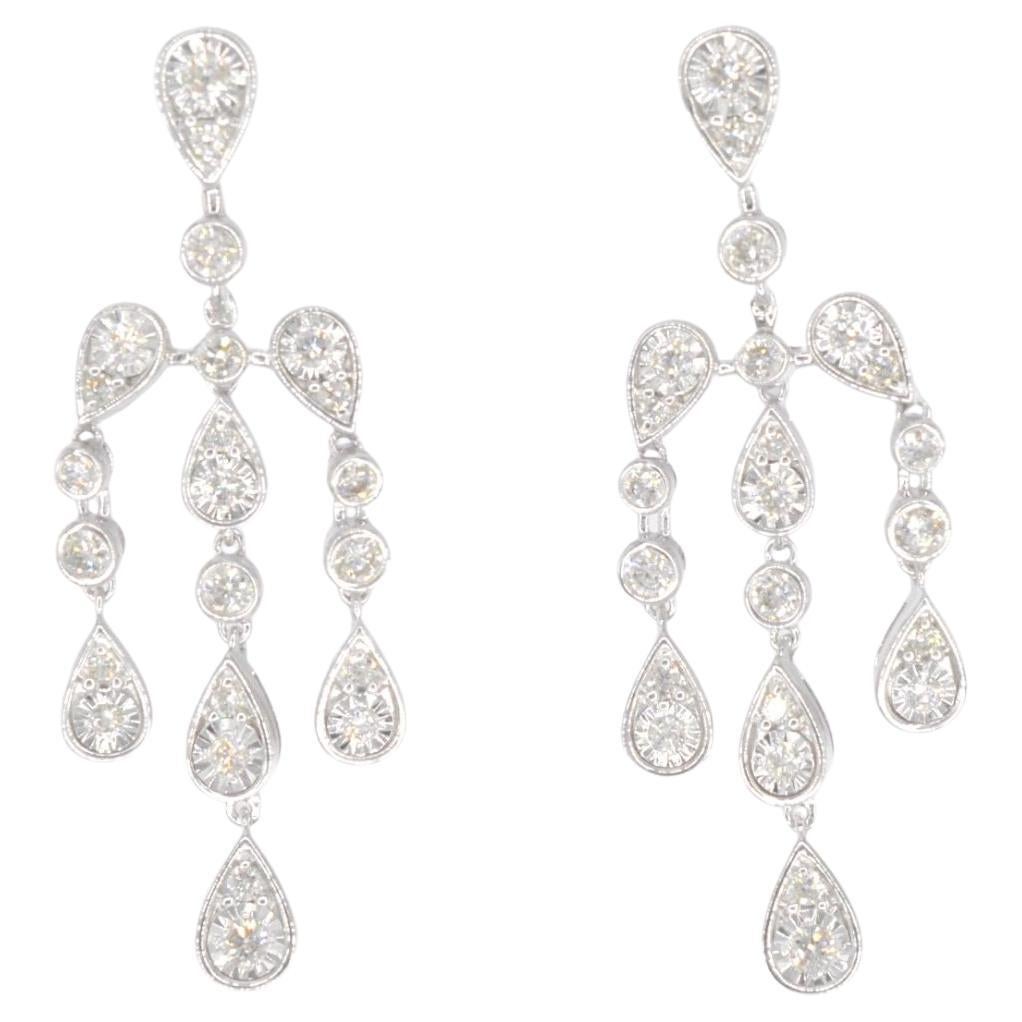 AIG Certified, White Golden Earrings in Special Design with Diamonds For Sale