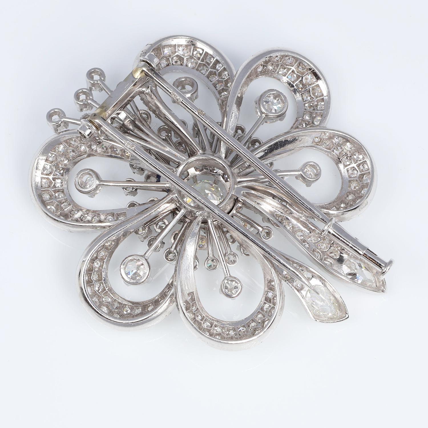 Aig Broche Flor Vintage 4,80 ct Diamantes Blancos Talla Mixta Oro Blanco 18 Kt en Nuevo estado para la venta en Bergamo, BG