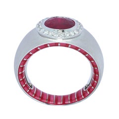 18 Karat Weißgold Ring mit 2,01 Karat Rubin-Diamant-Emaille, AIGL-zertifiziert