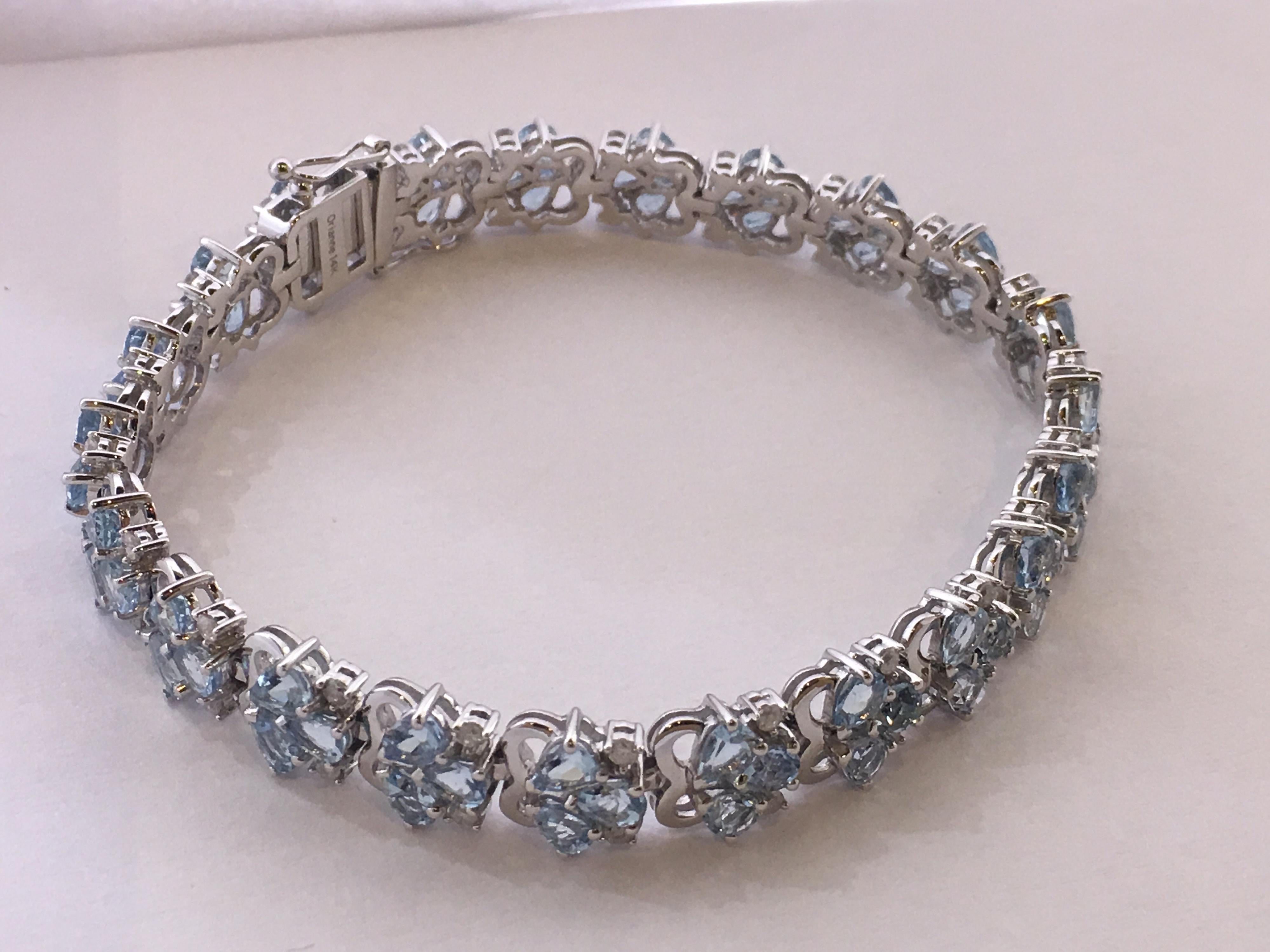 AIGL Certified Diamond Aquamarine Bracelet Set in White Gold 4