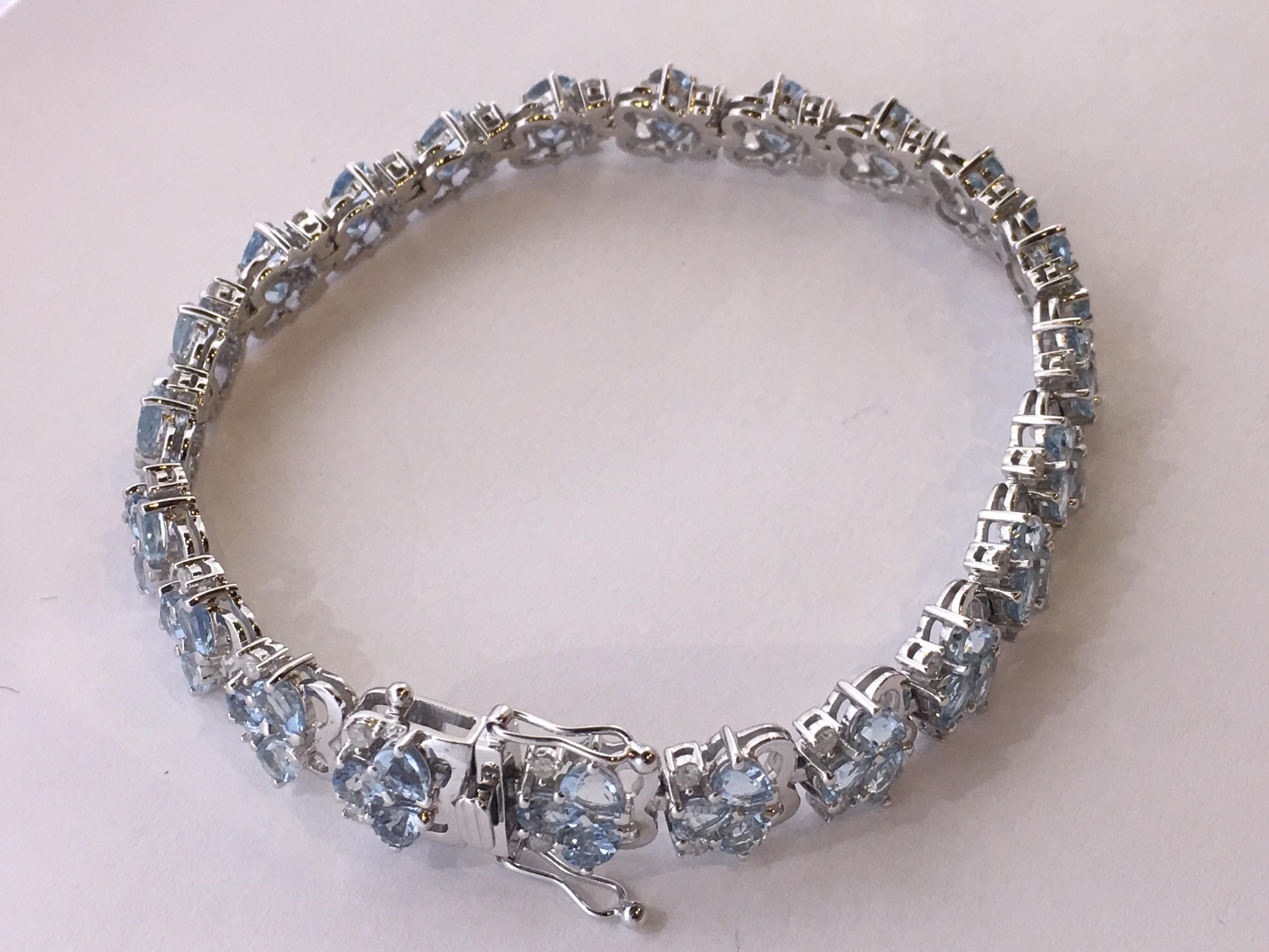 AIGL Certified Diamond Aquamarine Bracelet Set in White Gold 5