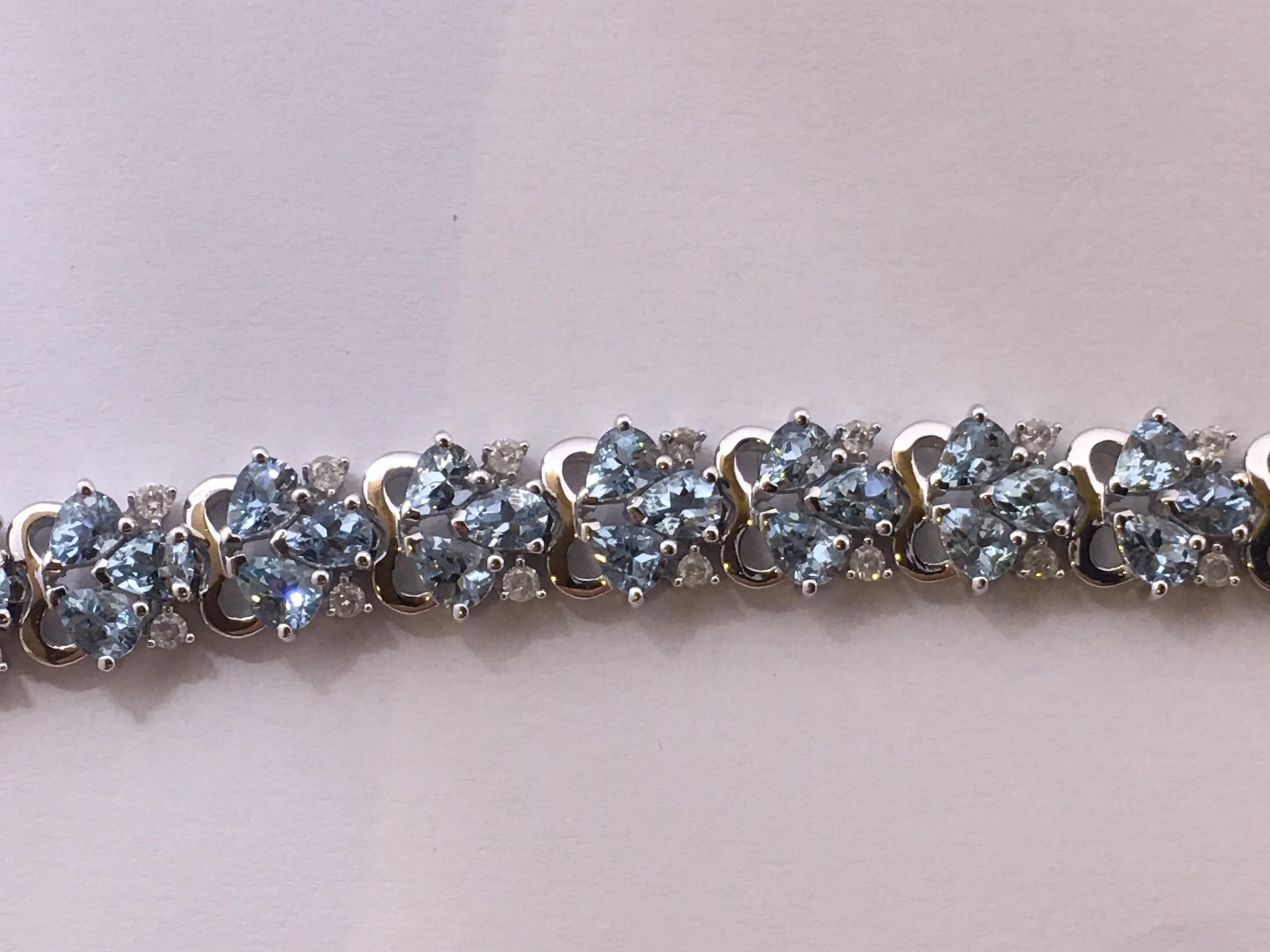 AIGL Certified Diamond Aquamarine Bracelet Set in White Gold 6