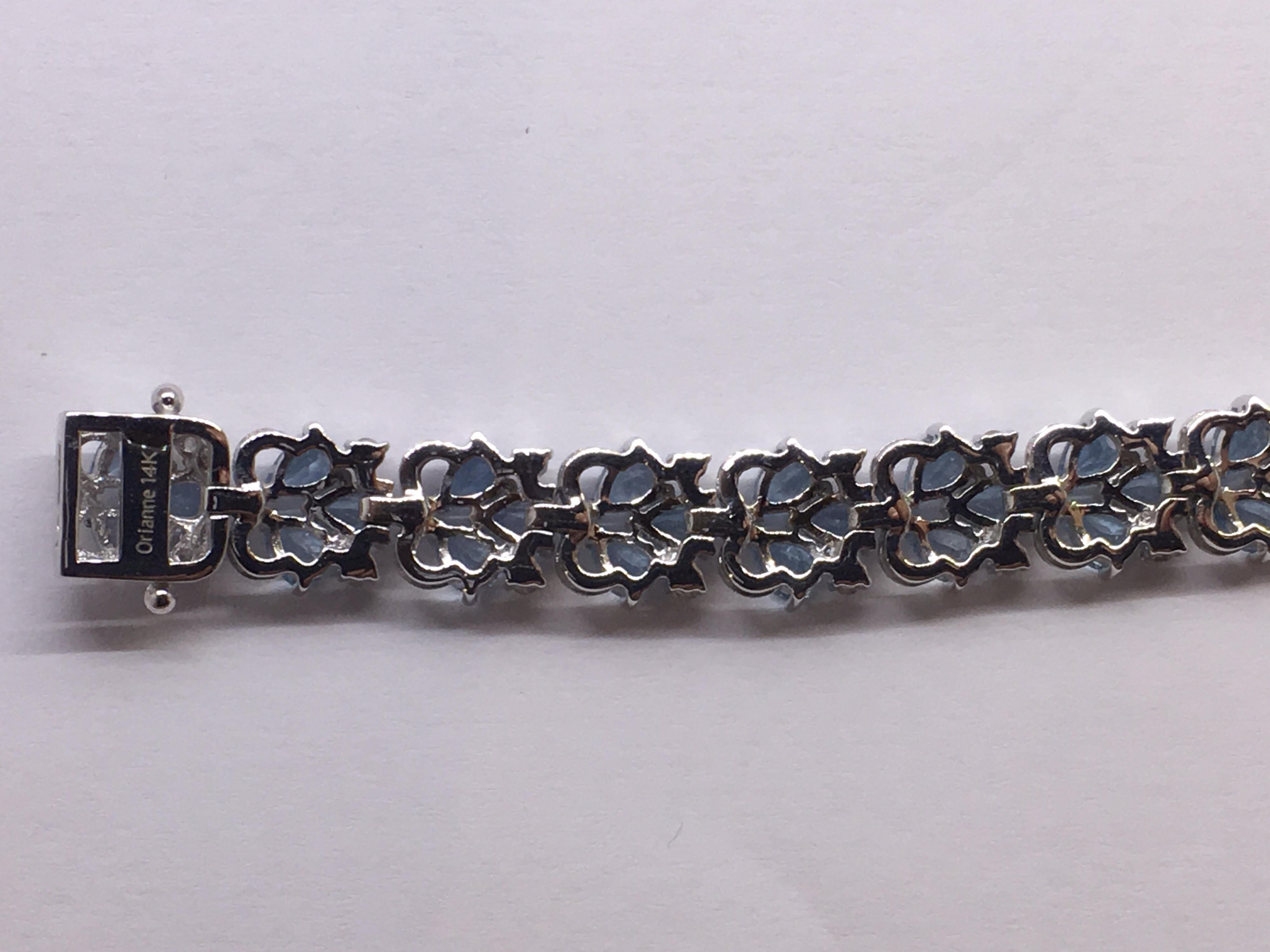 AIGL Certified Diamond Aquamarine Bracelet Set in White Gold 2