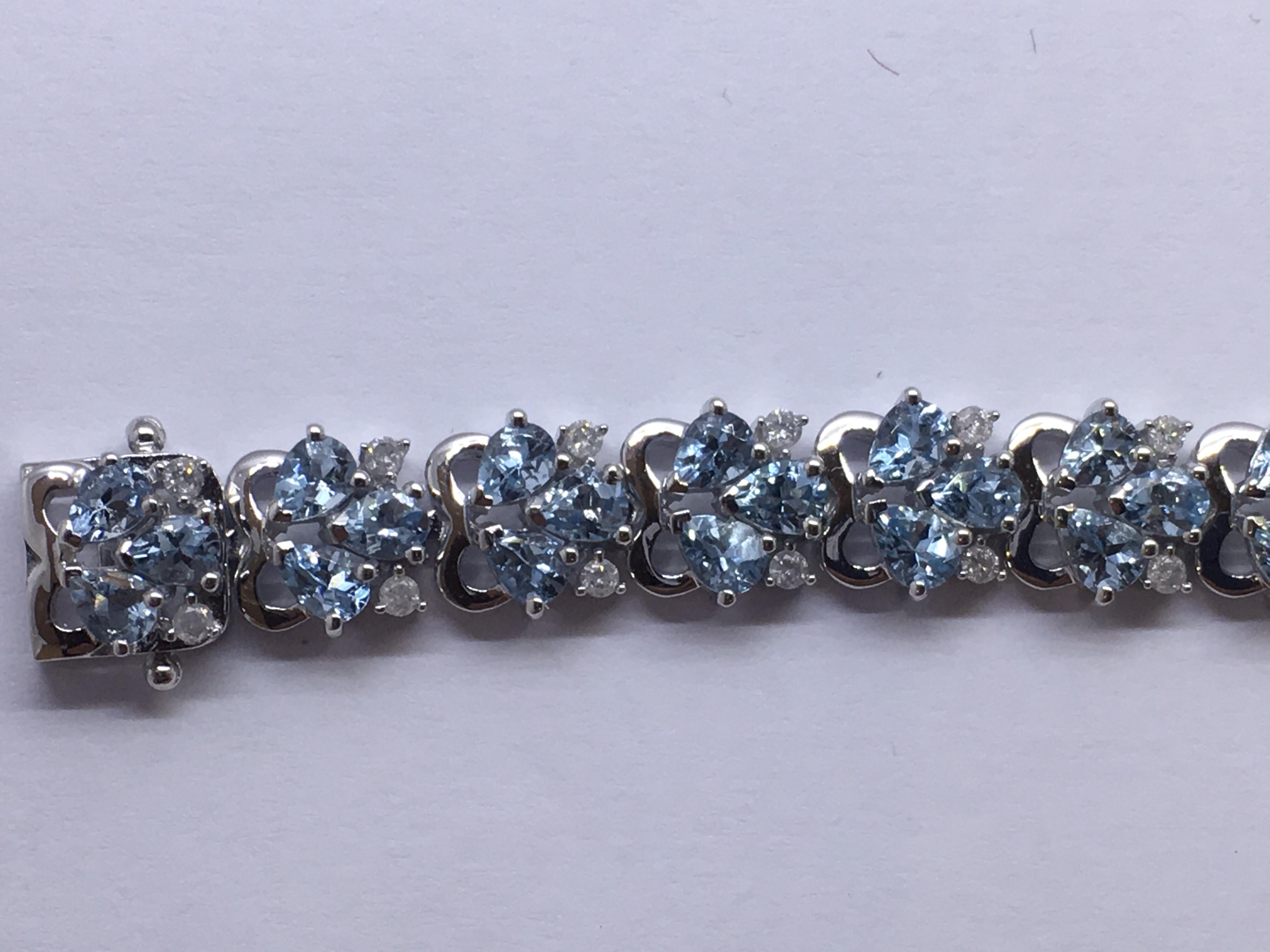 AIGL Certified Diamond Aquamarine Bracelet Set in White Gold 3