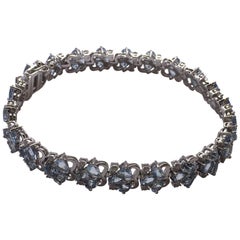 AIGL Certified Diamond Aquamarine Bracelet Set in White Gold