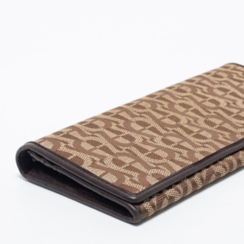 Portafoglio continentale con patta in tela e pelle Aigner Beige/Marrone in vendita 3