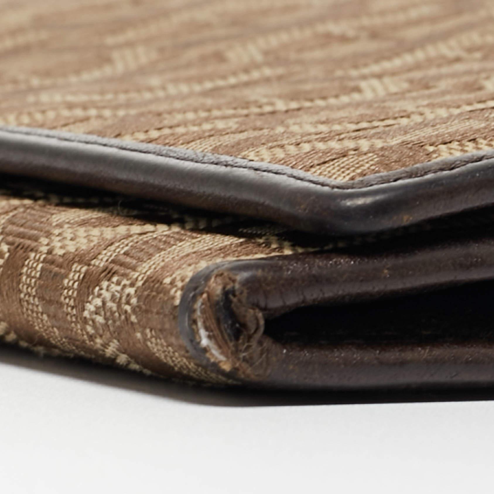 Aigner Beige/Brown Signature Canvas and Leather Flap Continental Wallet For Sale 5