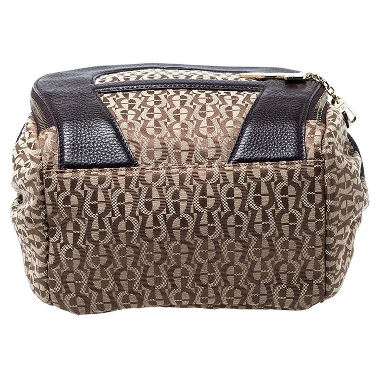 Aigner Beige/Brown Signature Canvas and Leather Icon Backpack For Sale