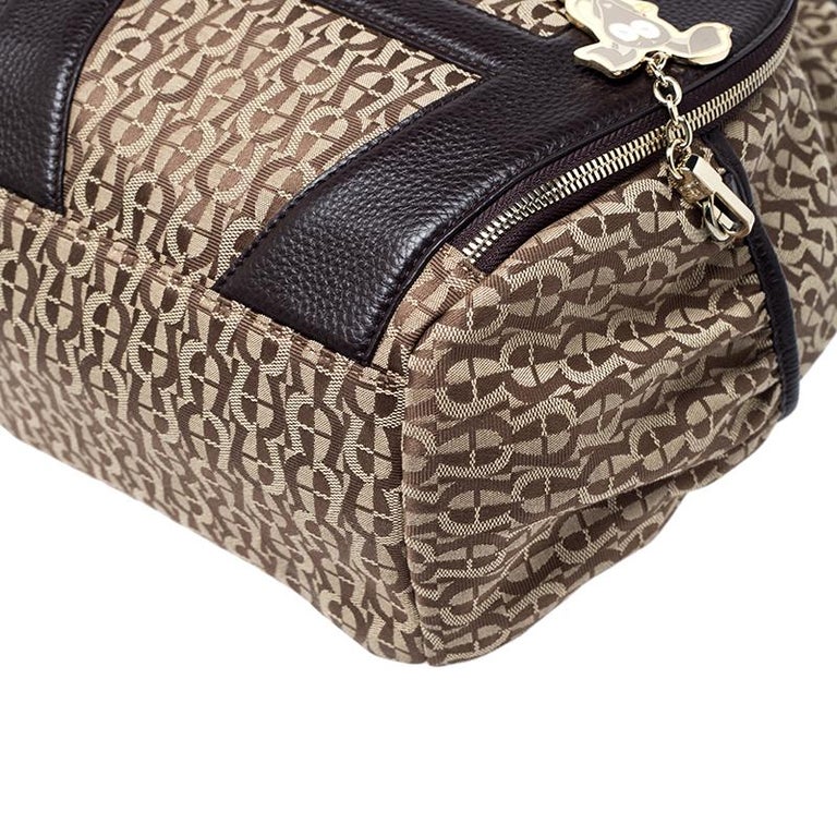 Aigner Beige/Brown Signature Canvas and Leather Icon Backpack For Sale