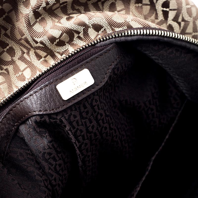 Aigner Beige/Braun Signature Canvas und Leder Icon Rucksack 1