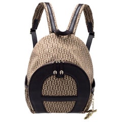 Aigner Beige/Brown Signature Canvas and Leather Icon Backpack For Sale at  1stDibs | aigner backpack