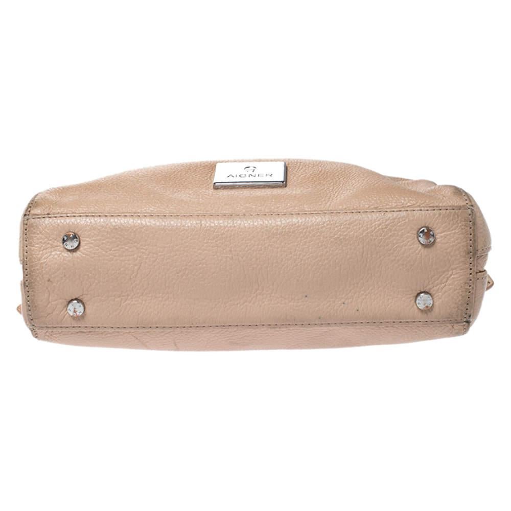 Aigner Beige Leather Double Zip Top Handle Bag 2