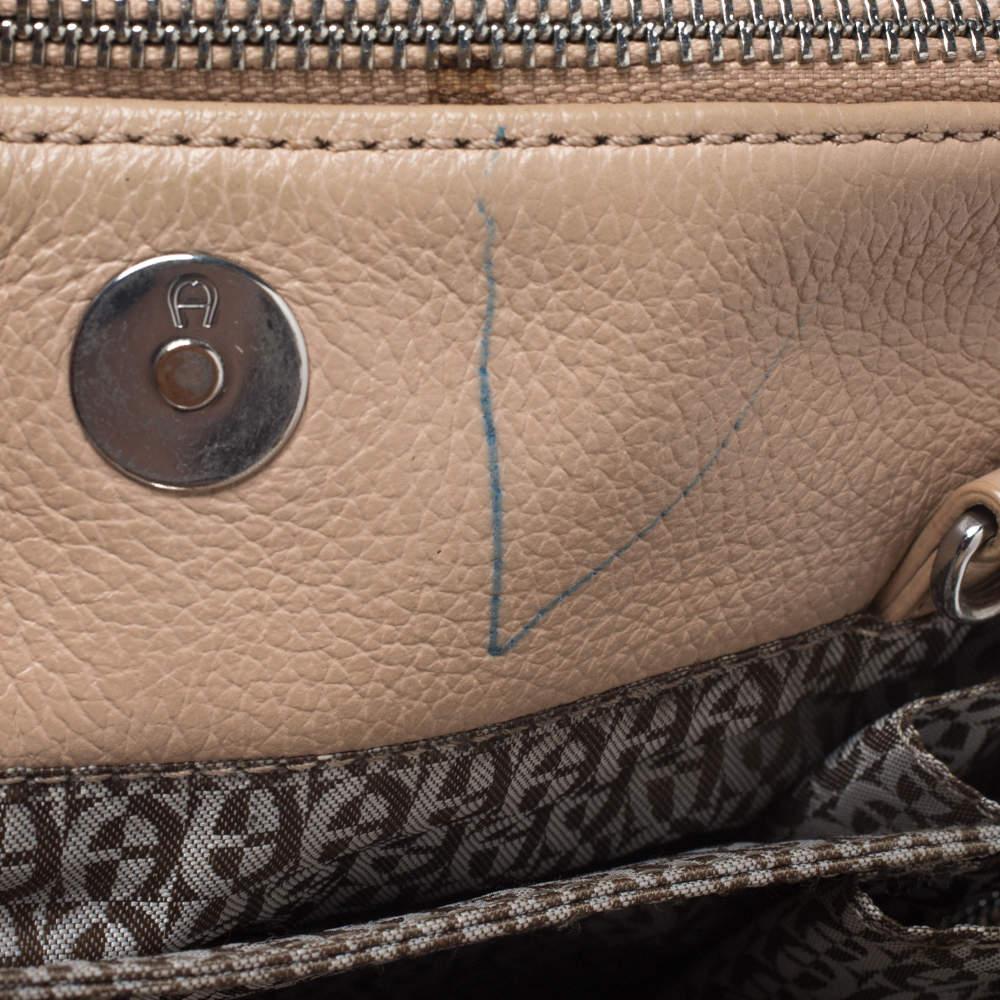 Aigner Beige Leather Double Zip Top Handle Bag 5