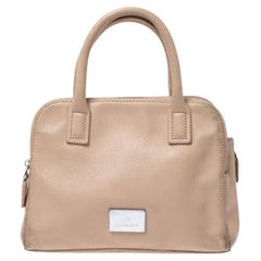 Aigner Beige Leather Double Zip Top Handle Bag
