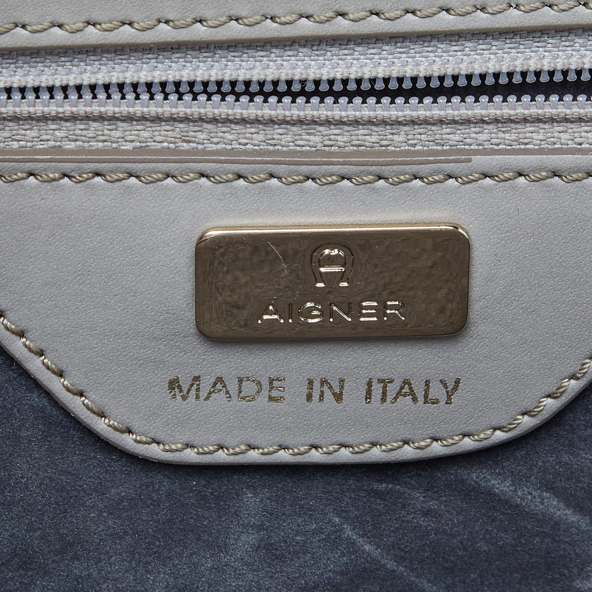 Aigner Beige Leather Frame Tote For Sale 4