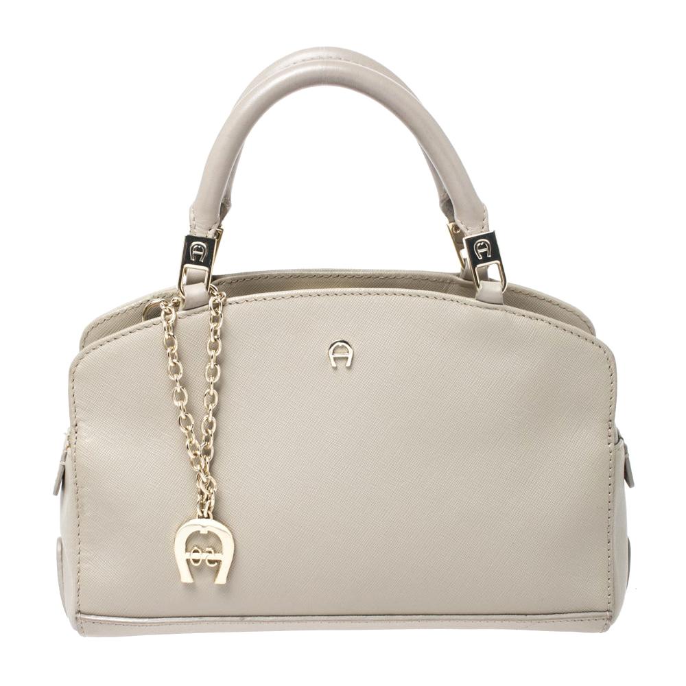Aigner Beige Leather Small Satchel