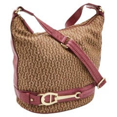 Aigner Beige/Pink Signature Canvas und Leder mit Krokoprägung Hobo