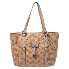 Tote con fiocco in pelle e tela Coates firmata Aigner beige/rosa