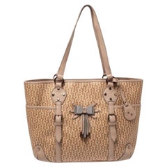 Aigner Beige/Pink Signature Coated Canvas and Leather Bow Tote