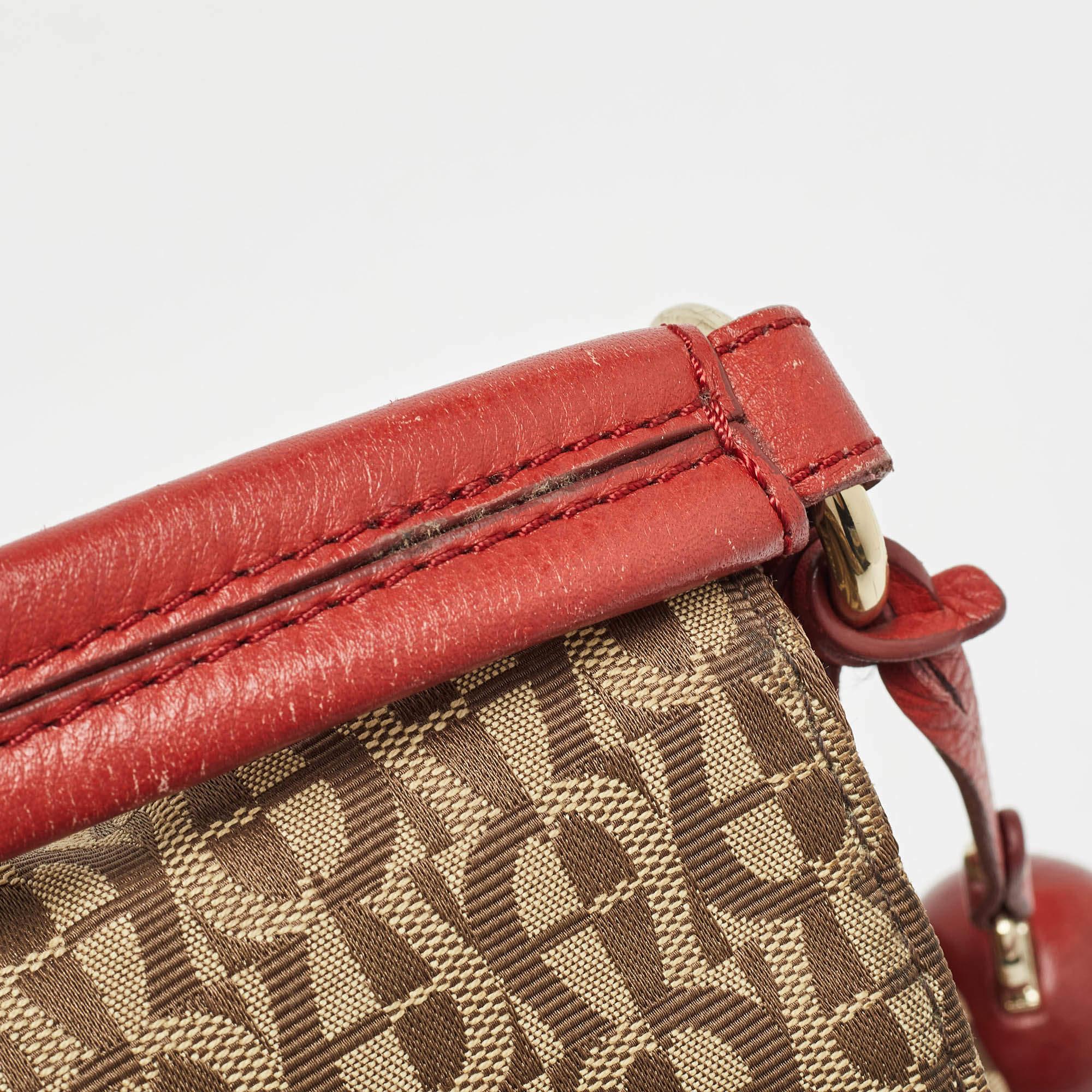 Aigner Beige/Red Signature Canvas and Leather Logo Flap Shoulder Bag For Sale 3