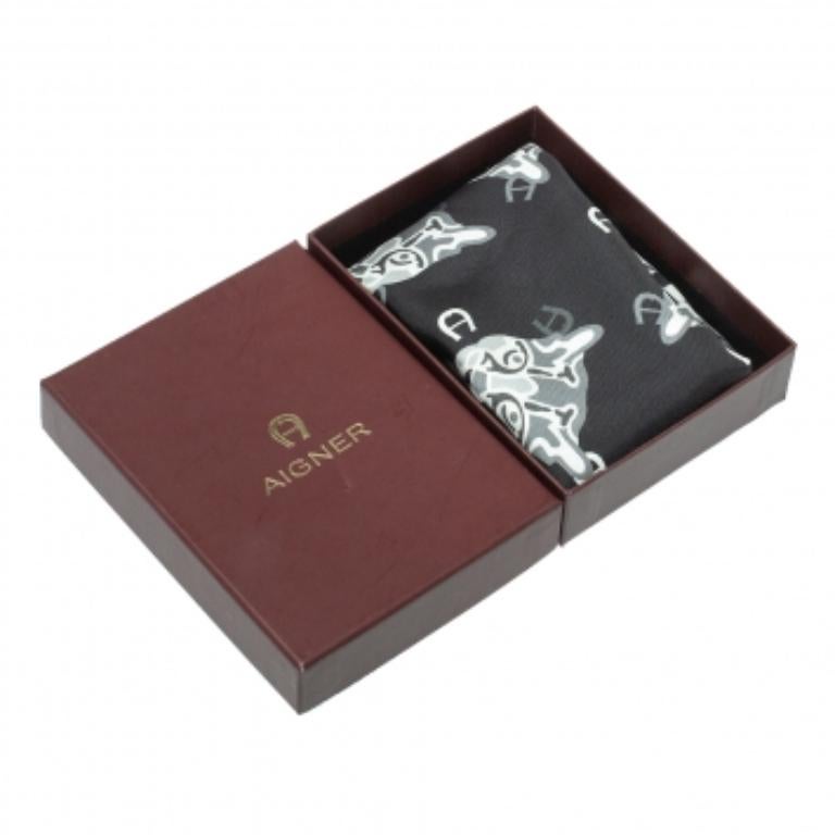 Women's Aigner Black Animal Motif Print Silk Scarf For Sale