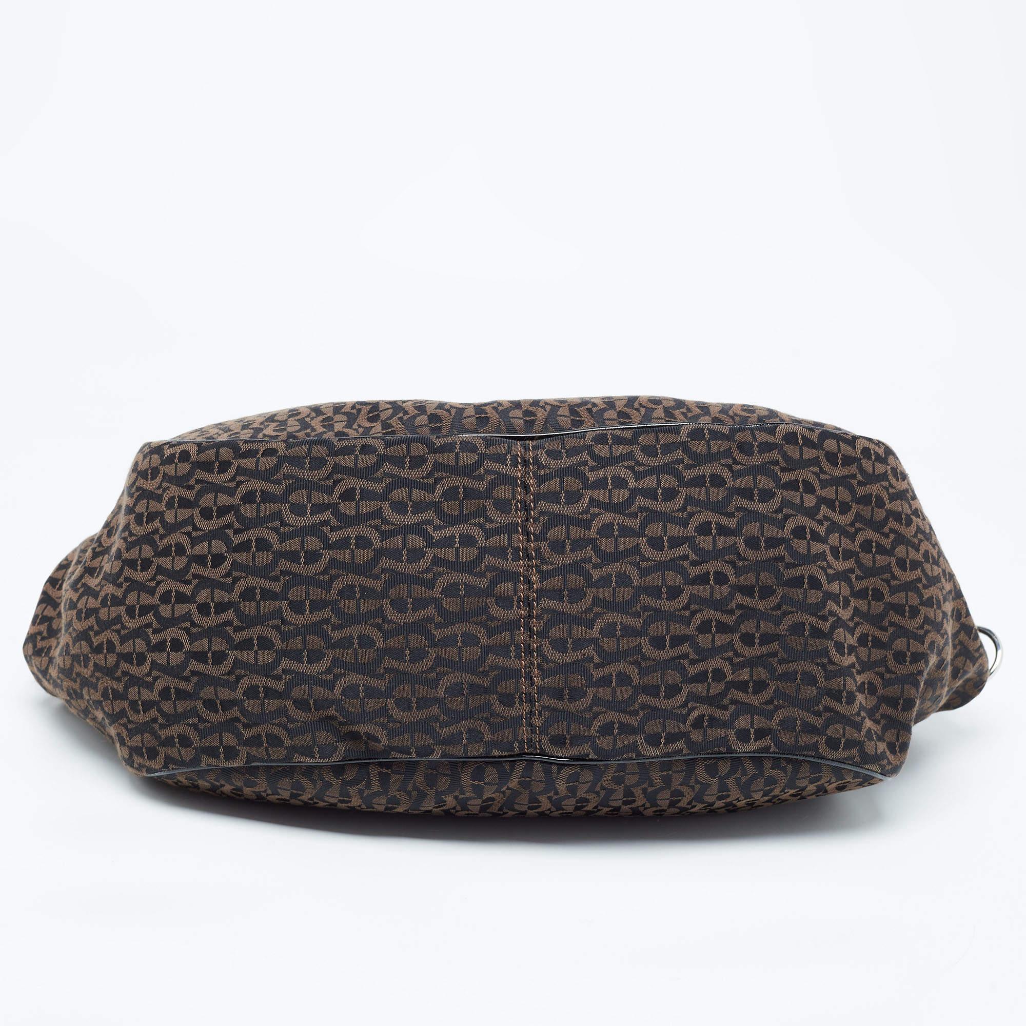 Aigner Black/Brown Signature Canvas Logo Hobo For Sale 3