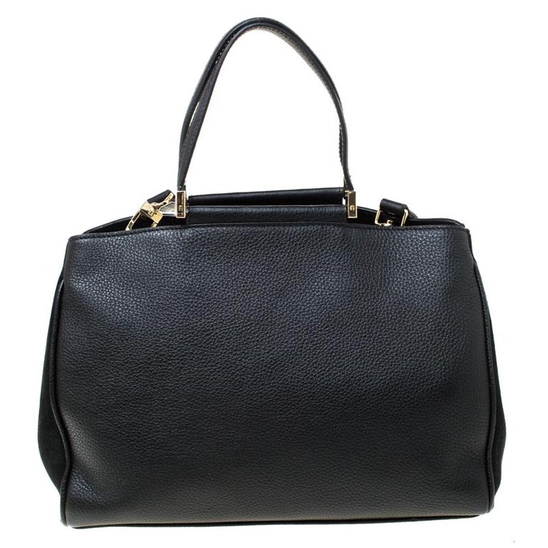Aigner Black Leather and Suede Tote For Sale at 1stdibs