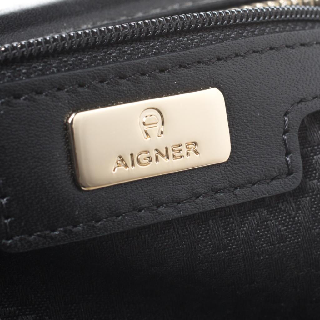Aigner Black Leather Boston Bag 3