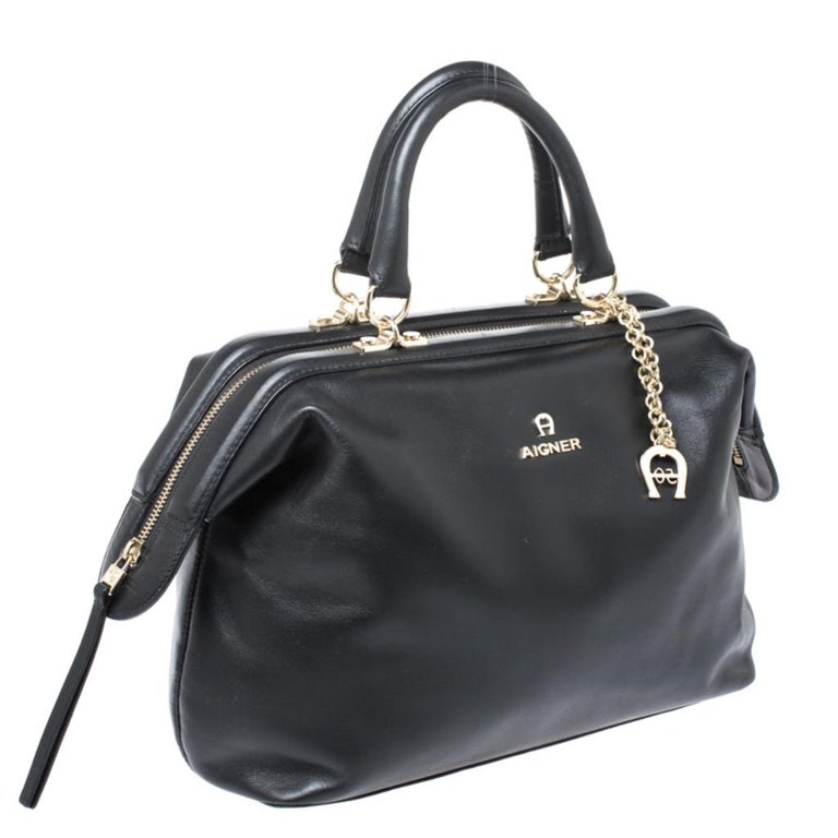 Aigner Black Leather Boston Bag at 1stDibs aigner brand origin