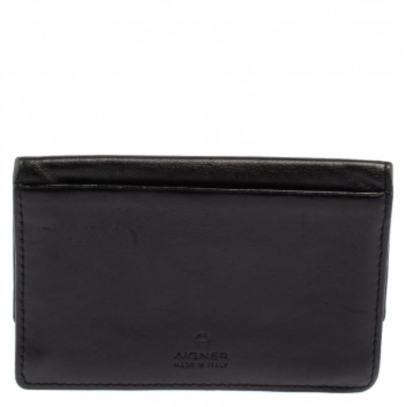 Women's Aigner Black Leather Card Holder For Sale