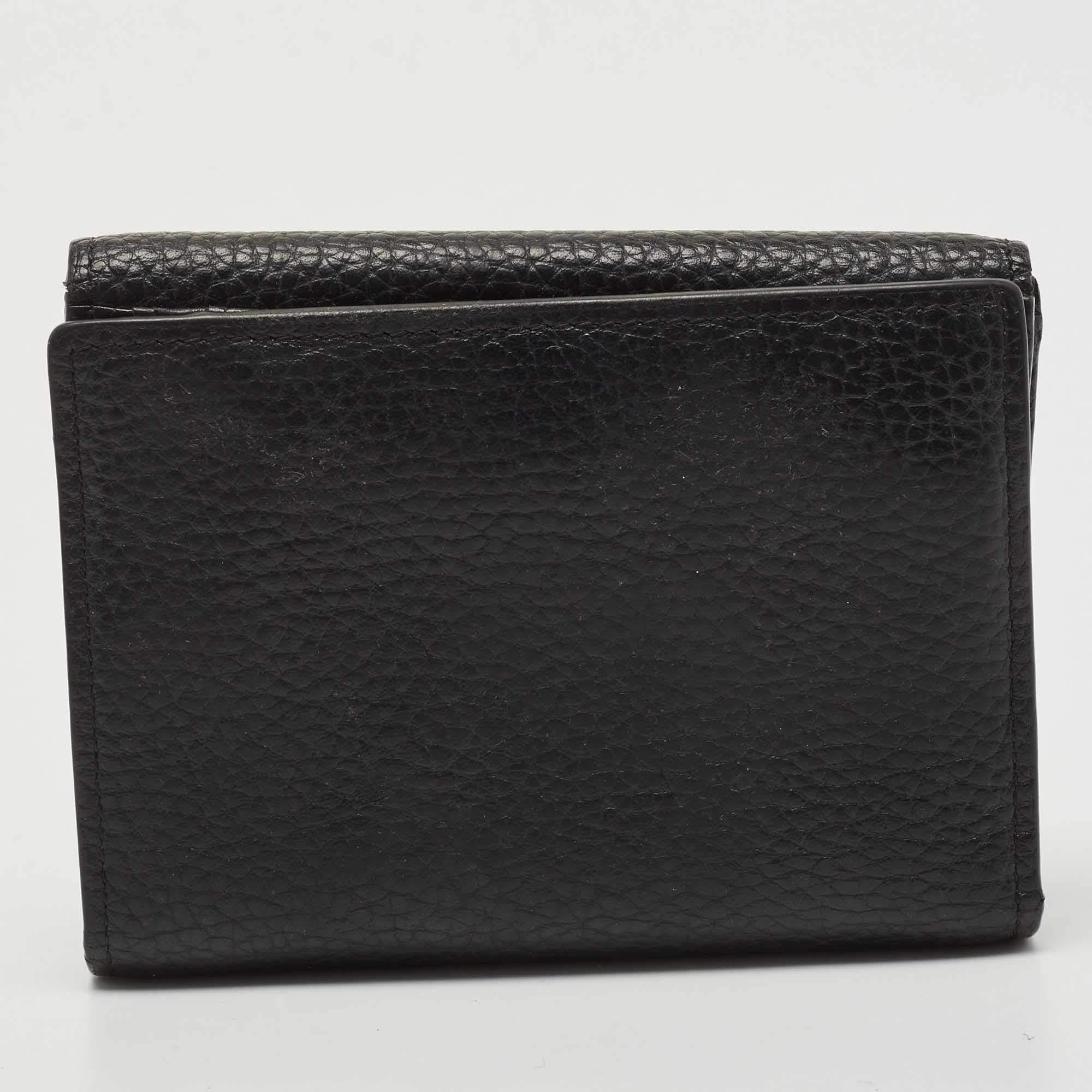 Aigner Black Leather Envelope Flap Compact Wallet For Sale 1