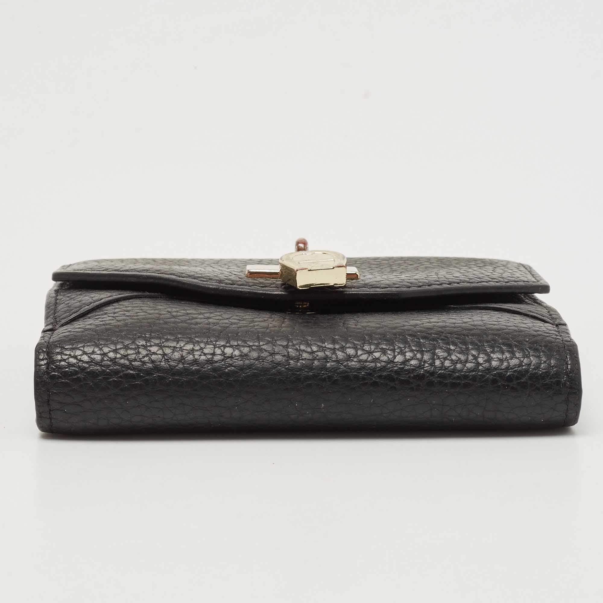 Aigner Black Leather Envelope Flap Compact Wallet For Sale 3