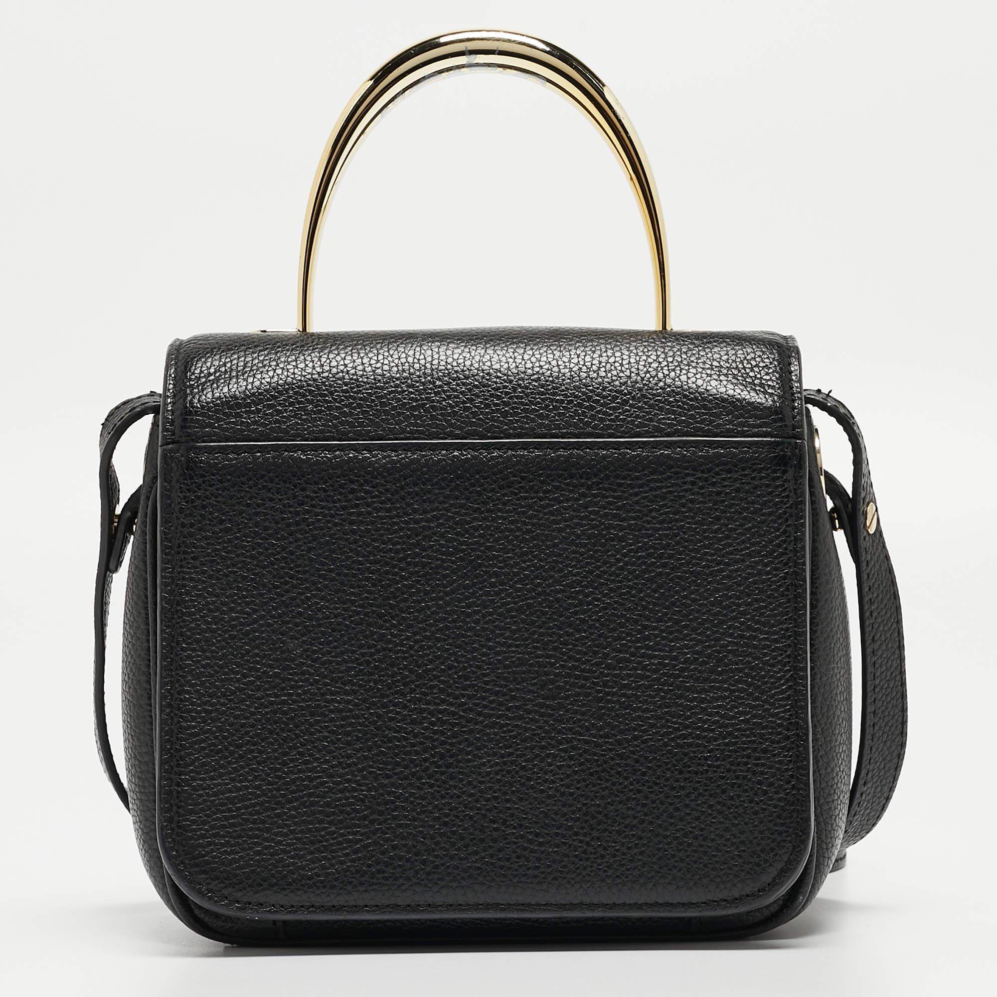 Women's Aigner Black Leather Genoveva Top Handle Bag For Sale