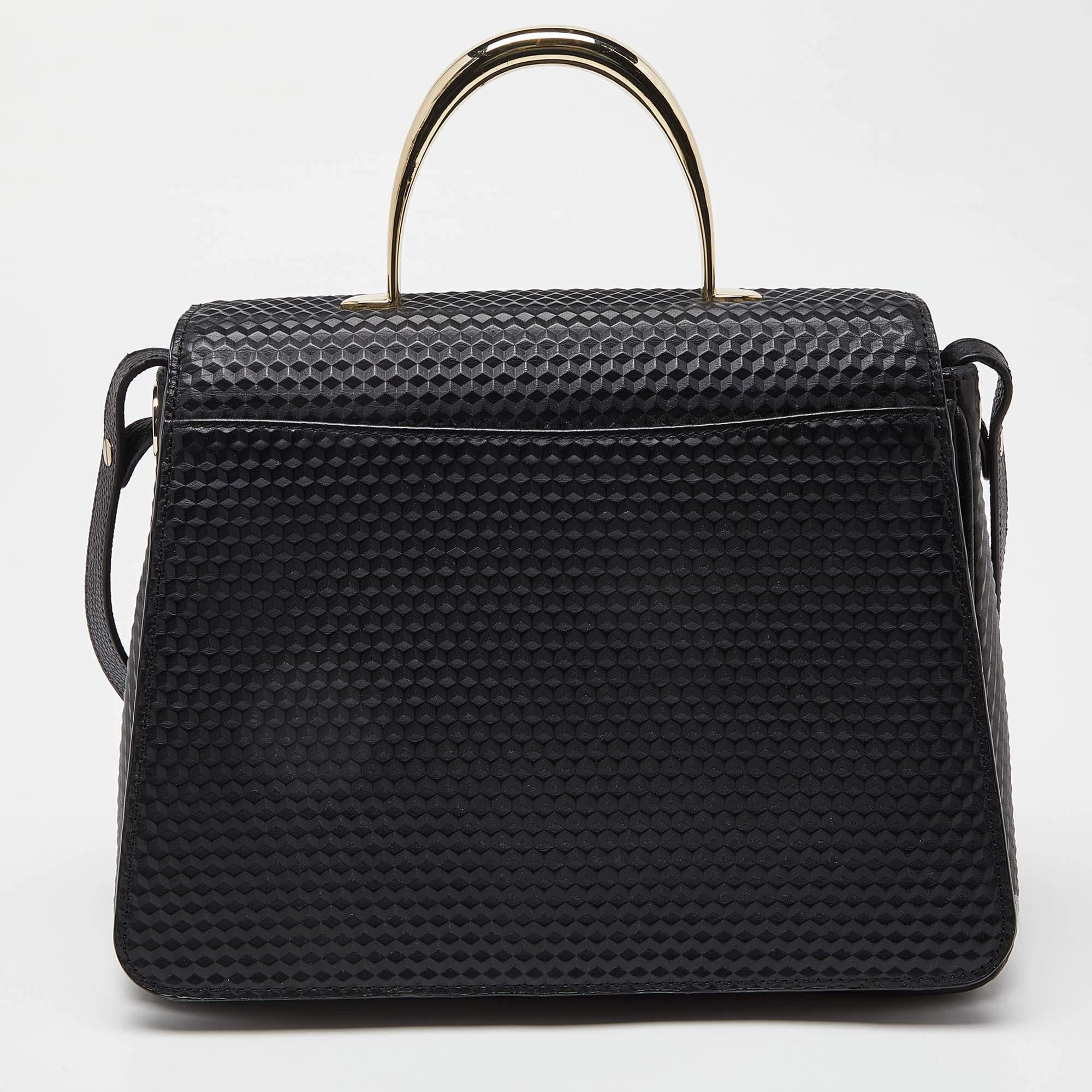 Women's Aigner Black Leather Genoveva Top Handle Bag