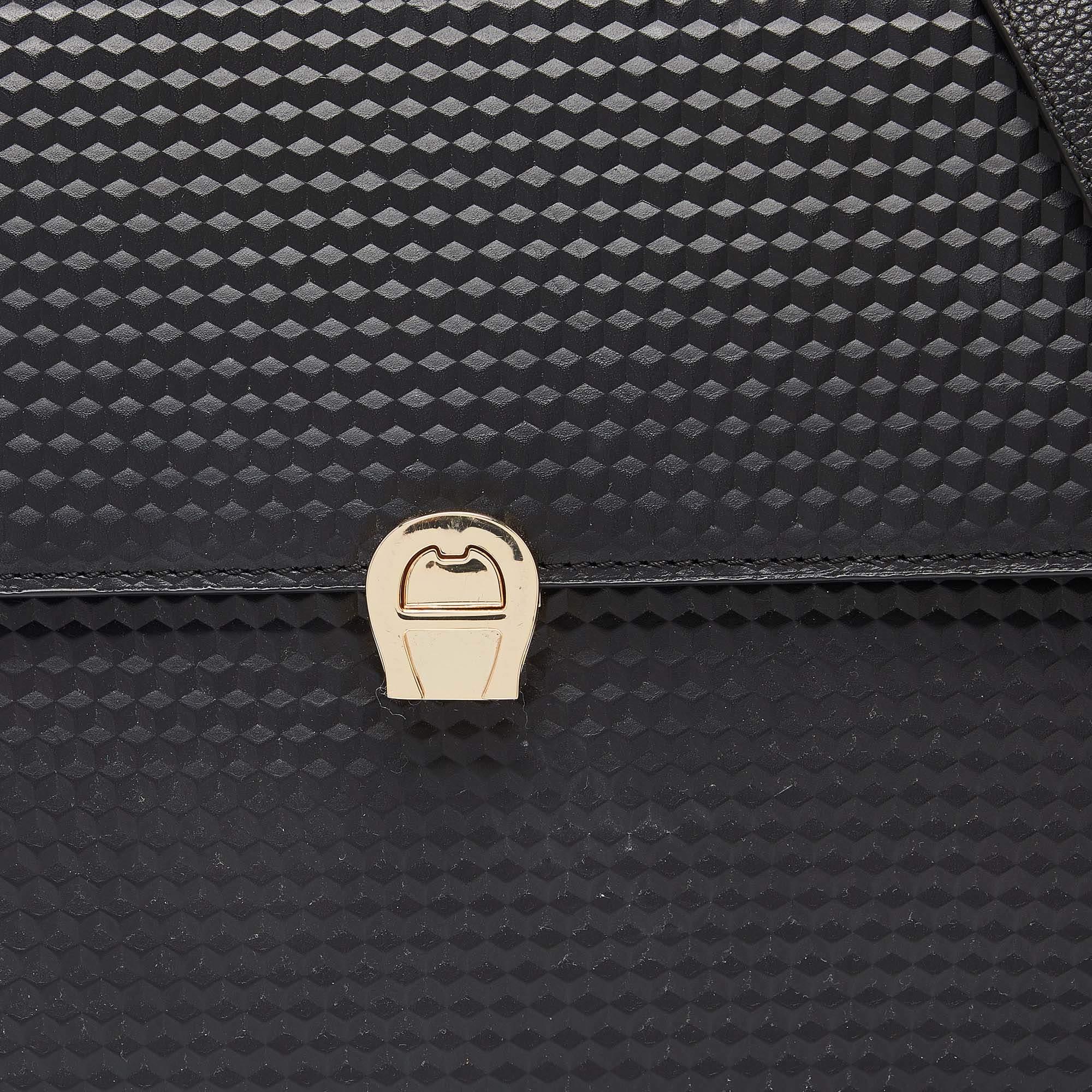 Aigner Black Leather Genoveva Top Handle Bag 1