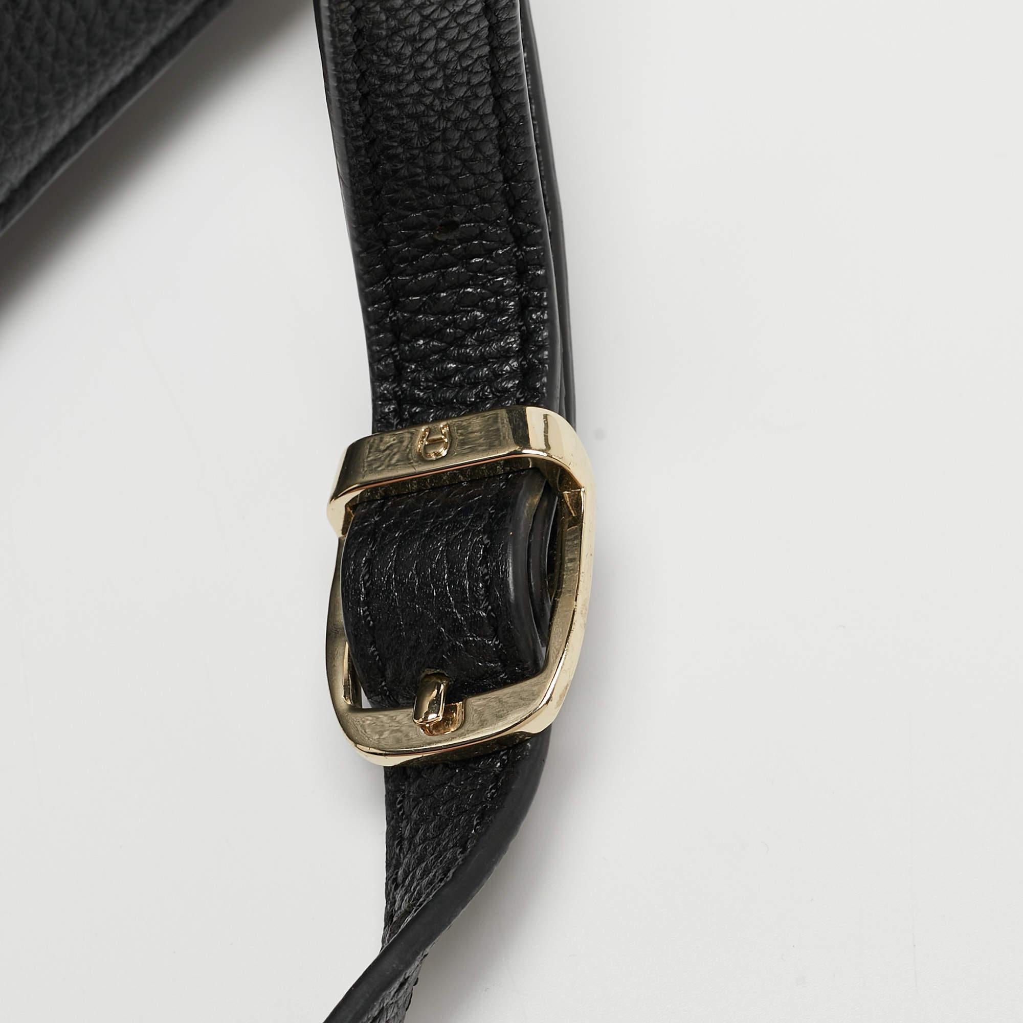 Aigner Black Leather Genoveva Top Handle Bag For Sale 2