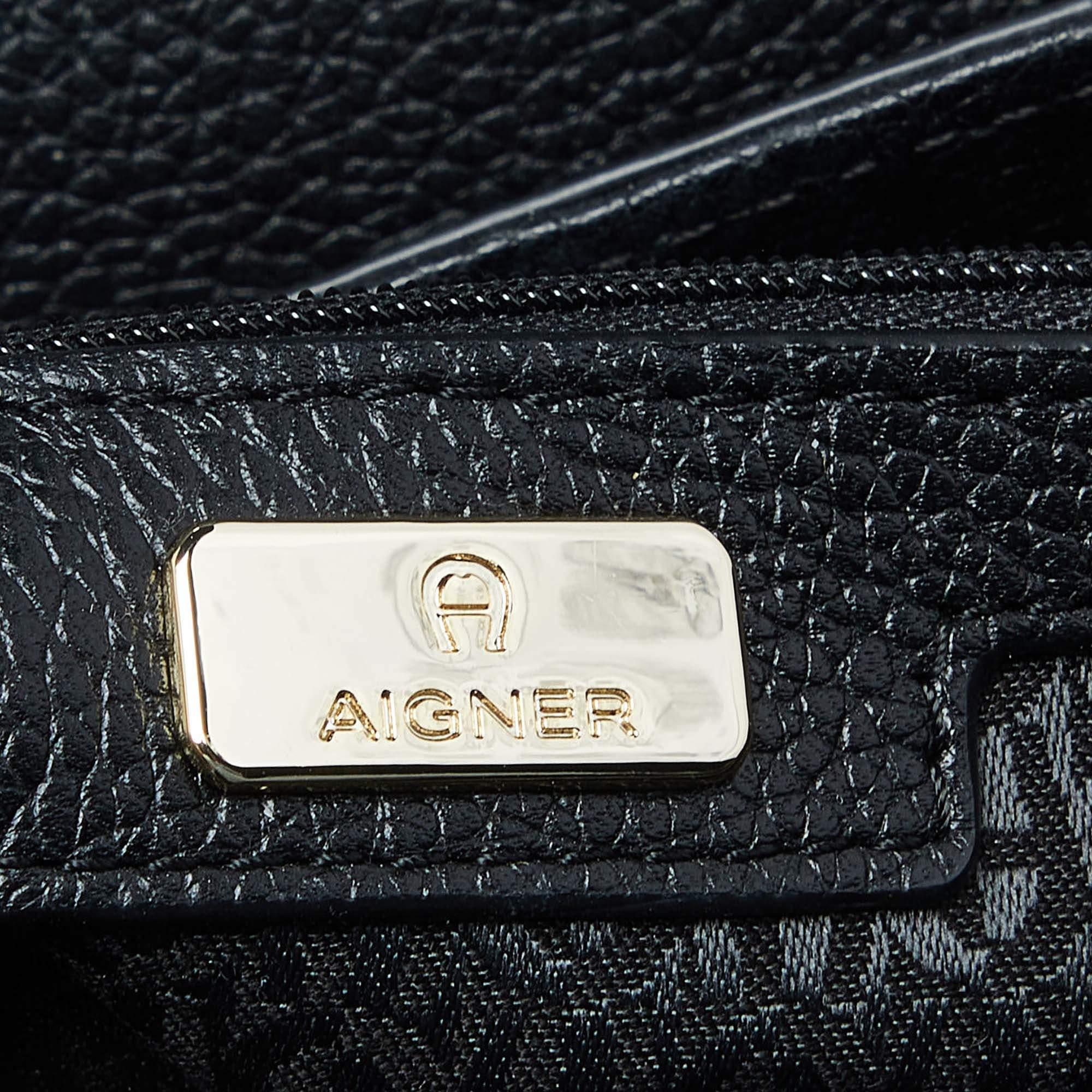 Aigner Black Leather Genoveva Top Handle Bag 4